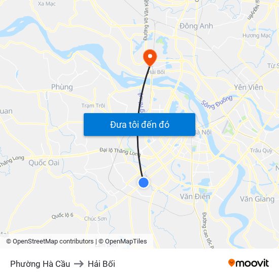 Phường Hà Cầu to Hải Bối map