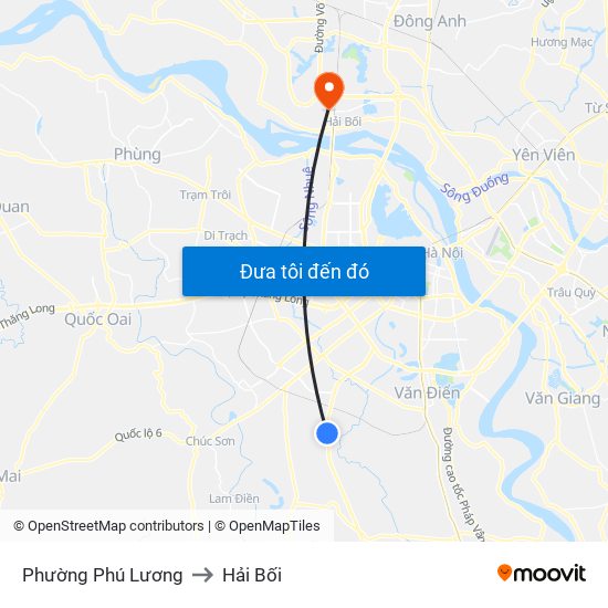 Phường Phú Lương to Hải Bối map