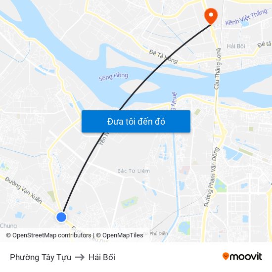 Phường Tây Tựu to Hải Bối map