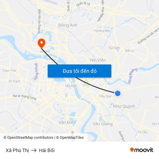 Xã Phú Thị to Hải Bối map