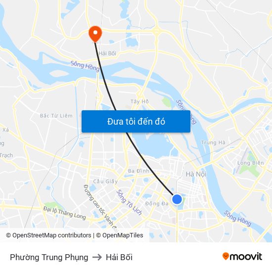 Phường Trung Phụng to Hải Bối map