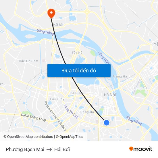 Phường Bạch Mai to Hải Bối map