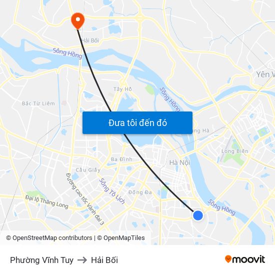 Phường Vĩnh Tuy to Hải Bối map