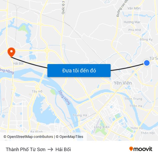 Thành Phố Từ Sơn to Hải Bối map