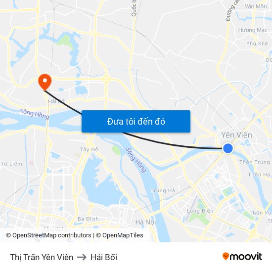 Thị Trấn Yên Viên to Hải Bối map