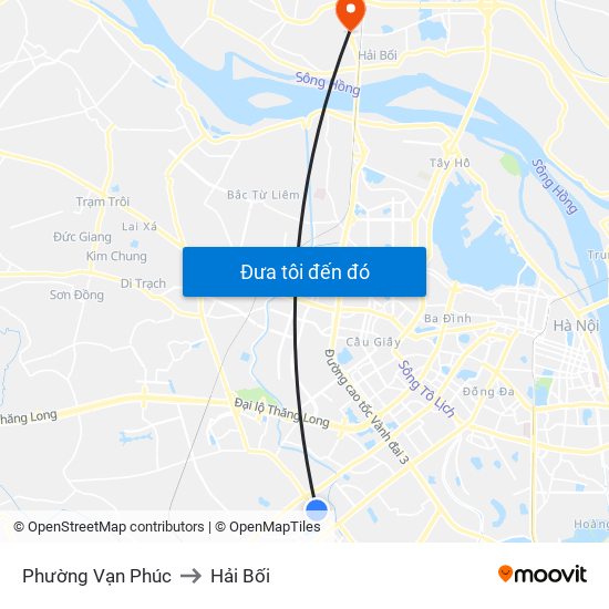 Phường Vạn Phúc to Hải Bối map