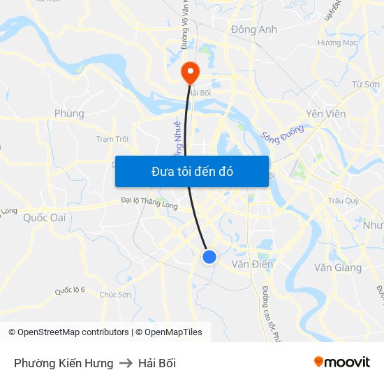 Phường Kiến Hưng to Hải Bối map