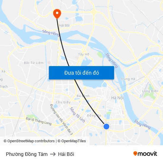 Phường Đồng Tâm to Hải Bối map