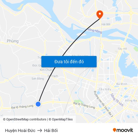 Huyện Hoài Đức to Hải Bối map