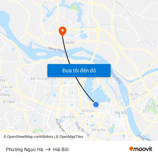 Phường Ngọc Hà to Hải Bối map