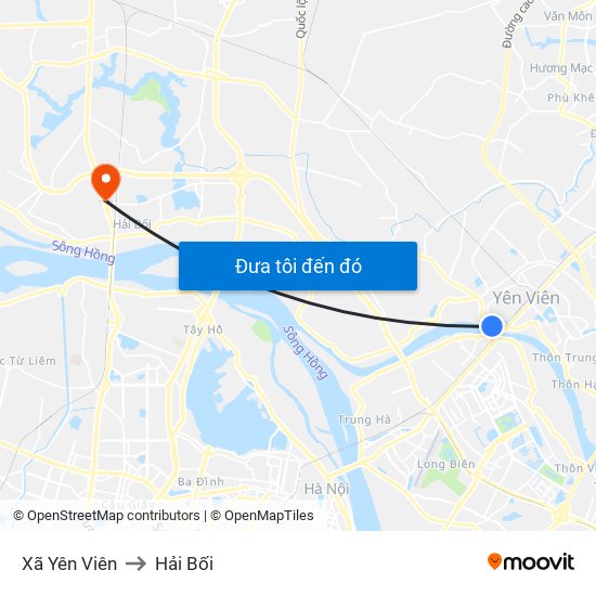 Xã Yên Viên to Hải Bối map