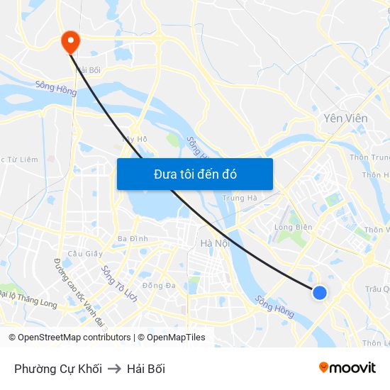 Phường Cự Khối to Hải Bối map