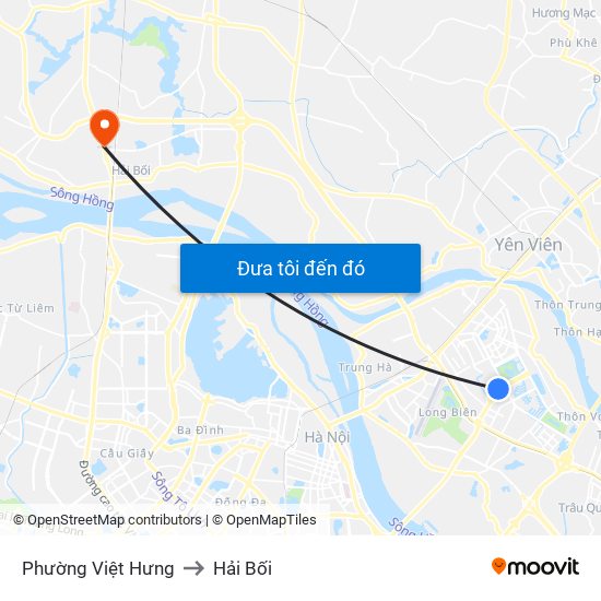 Phường Việt Hưng to Hải Bối map