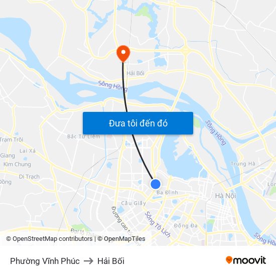 Phường Vĩnh Phúc to Hải Bối map