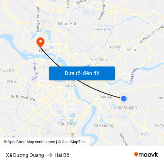Xã Dương Quang to Hải Bối map