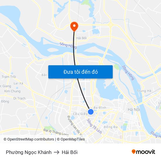 Phường Ngọc Khánh to Hải Bối map