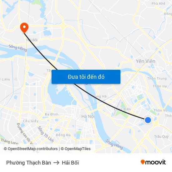 Phường Thạch Bàn to Hải Bối map