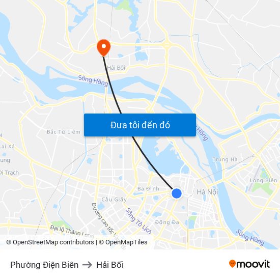 Phường Điện Biên to Hải Bối map