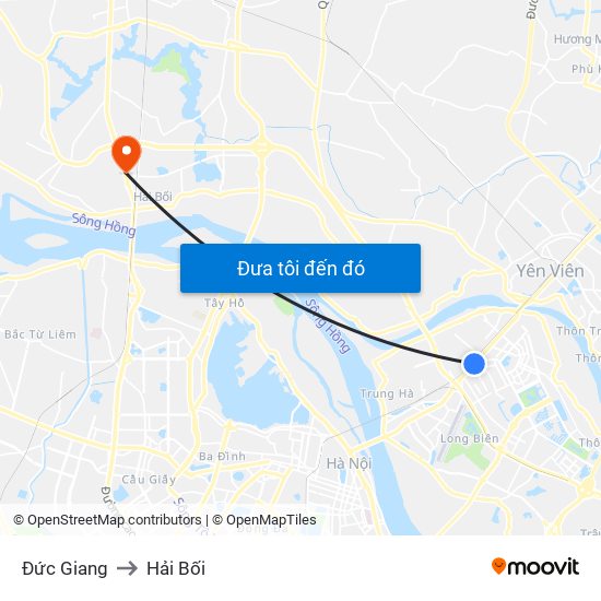 Đức Giang to Hải Bối map