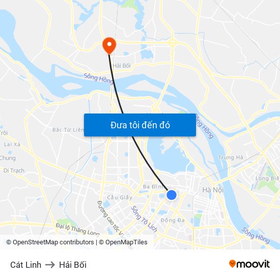 Cát Linh to Hải Bối map