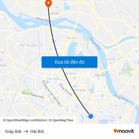 Giáp Bát to Hải Bối map