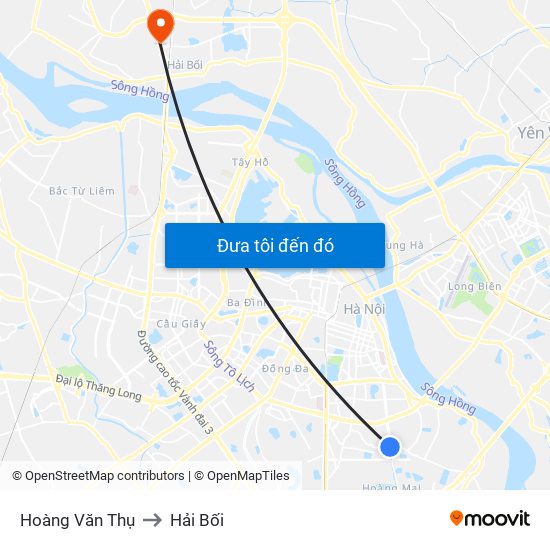 Hoàng Văn Thụ to Hải Bối map