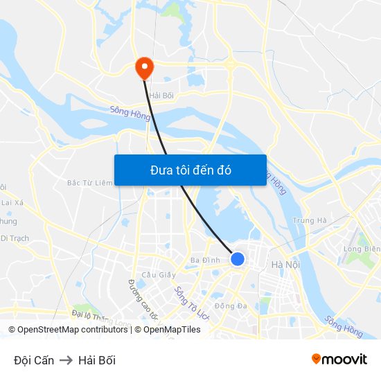 Đội Cấn to Hải Bối map