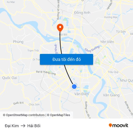 Đại Kim to Hải Bối map