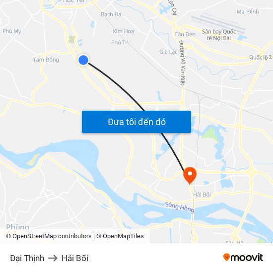 Đại Thịnh to Hải Bối map