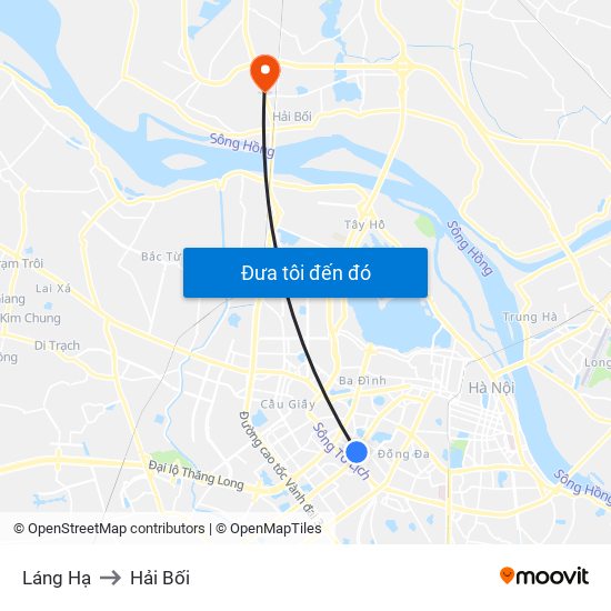 Láng Hạ to Hải Bối map