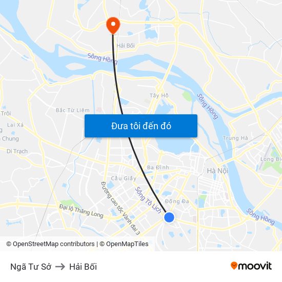 Ngã Tư Sở to Hải Bối map