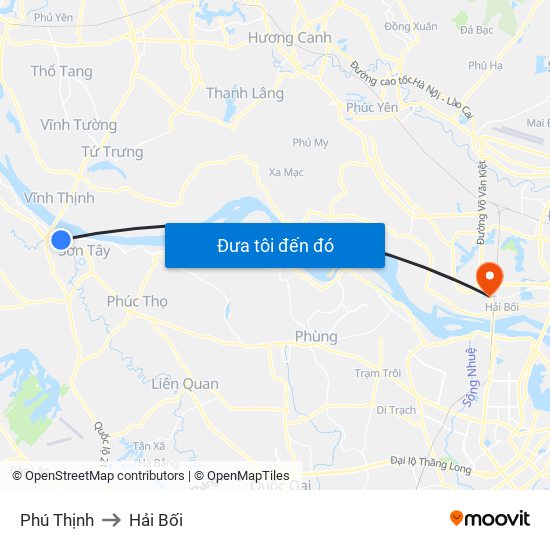 Phú Thịnh to Hải Bối map