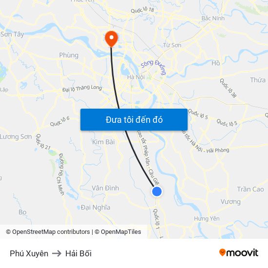 Phú Xuyên to Hải Bối map