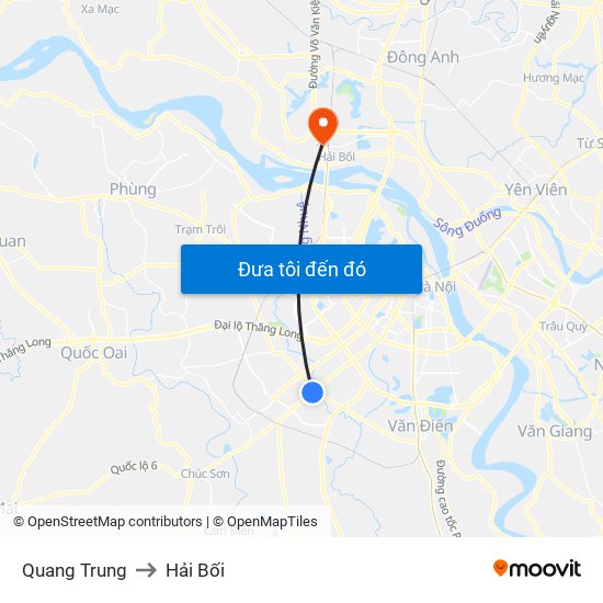 Quang Trung to Hải Bối map