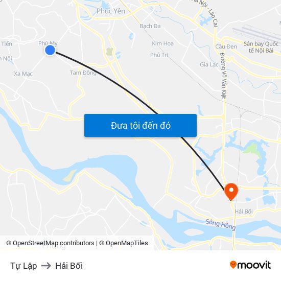 Tự Lập to Hải Bối map