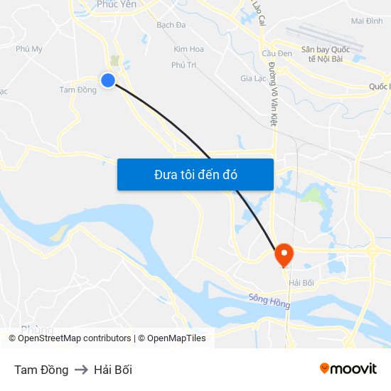 Tam Đồng to Hải Bối map