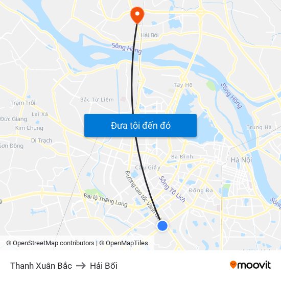 Thanh Xuân Bắc to Hải Bối map