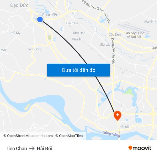 Tiền Châu to Hải Bối map