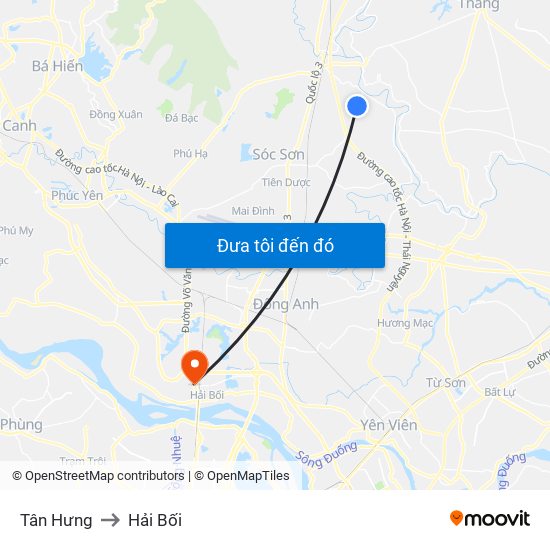 Tân Hưng to Hải Bối map