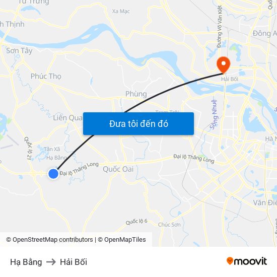 Hạ Bằng to Hải Bối map