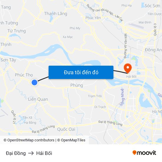 Đại Đồng to Hải Bối map