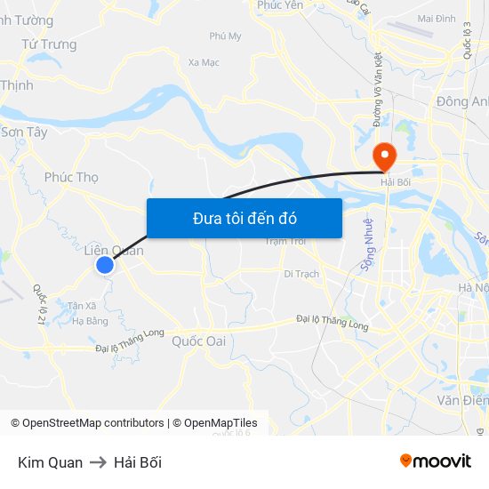 Kim Quan to Hải Bối map