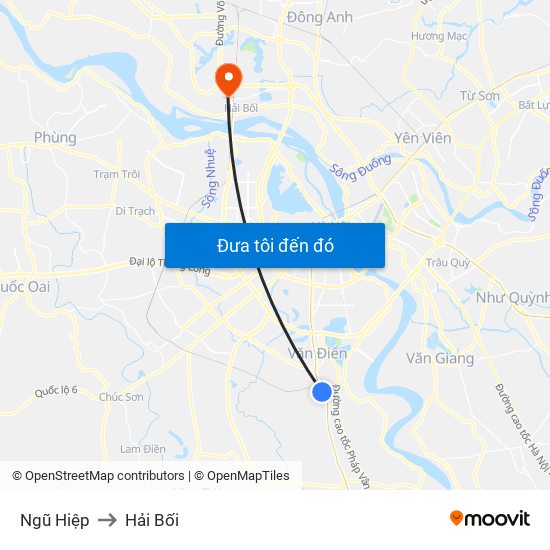 Ngũ Hiệp to Hải Bối map