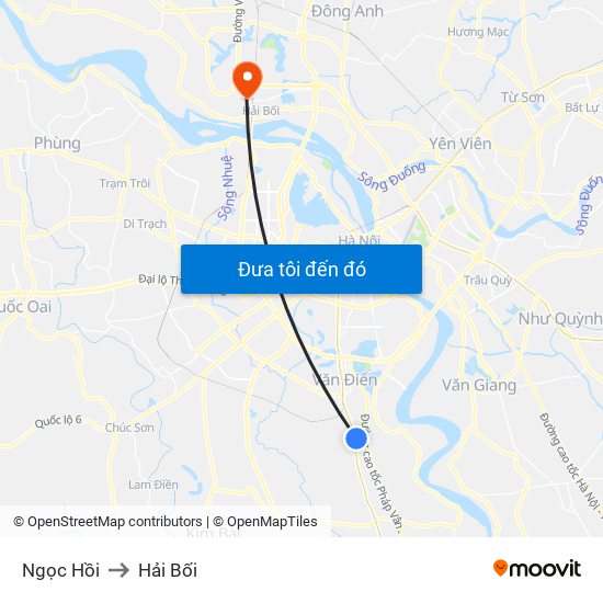 Ngọc Hồi to Hải Bối map