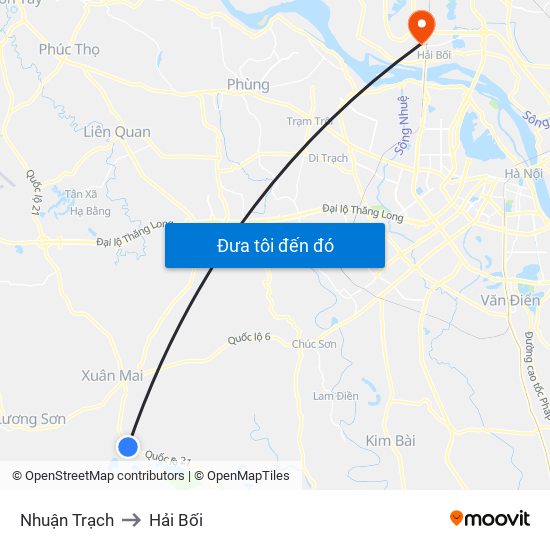 Nhuận Trạch to Hải Bối map