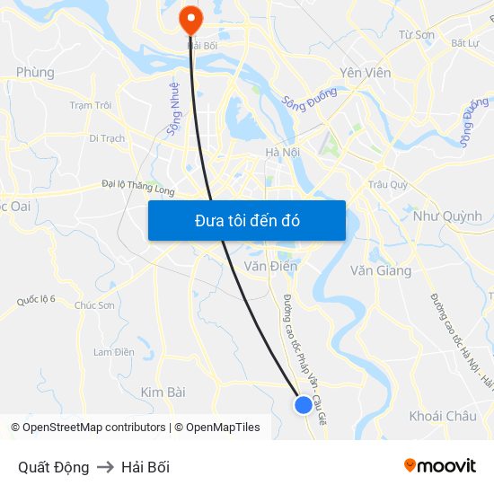 Quất Động to Hải Bối map