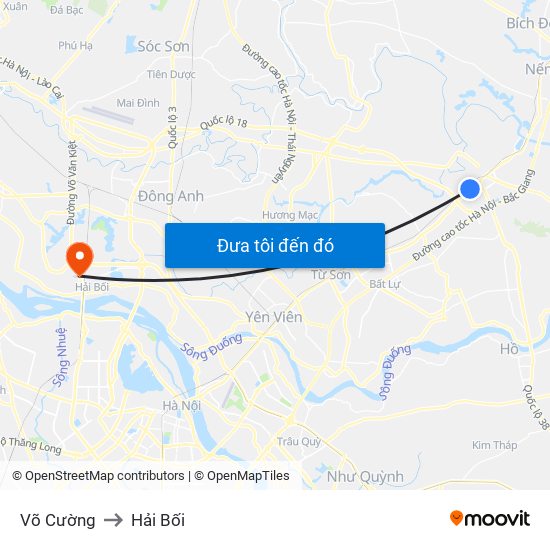 Võ Cường to Hải Bối map