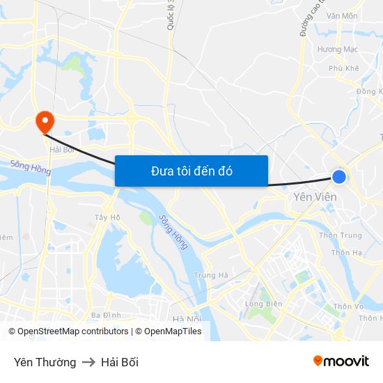 Yên Thường to Hải Bối map