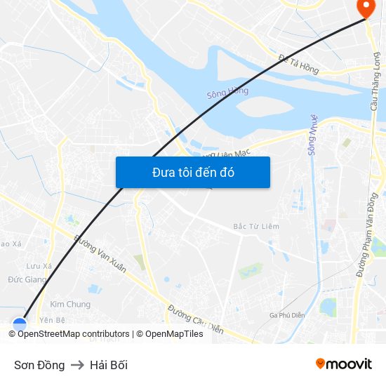 Sơn Đồng to Hải Bối map