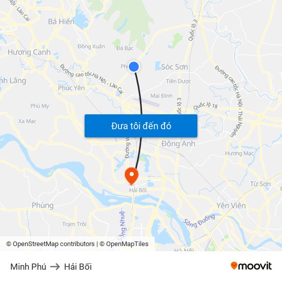 Minh Phú to Hải Bối map